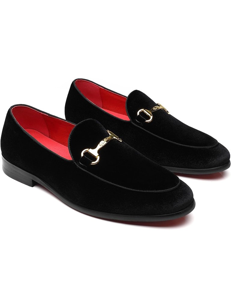 Men's Black Velvet Loafers Wedding Party Prom Homecoming Shoes